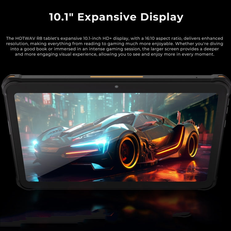 HOTWAV Tab R8 IP68/IP69K Rugged Tablet, 4GB+128GB, 10.1 inch Android 14 Unisoc T606 Octa Core 4G Network, Global Version with Google Play, EU Plug (Black+Orange)