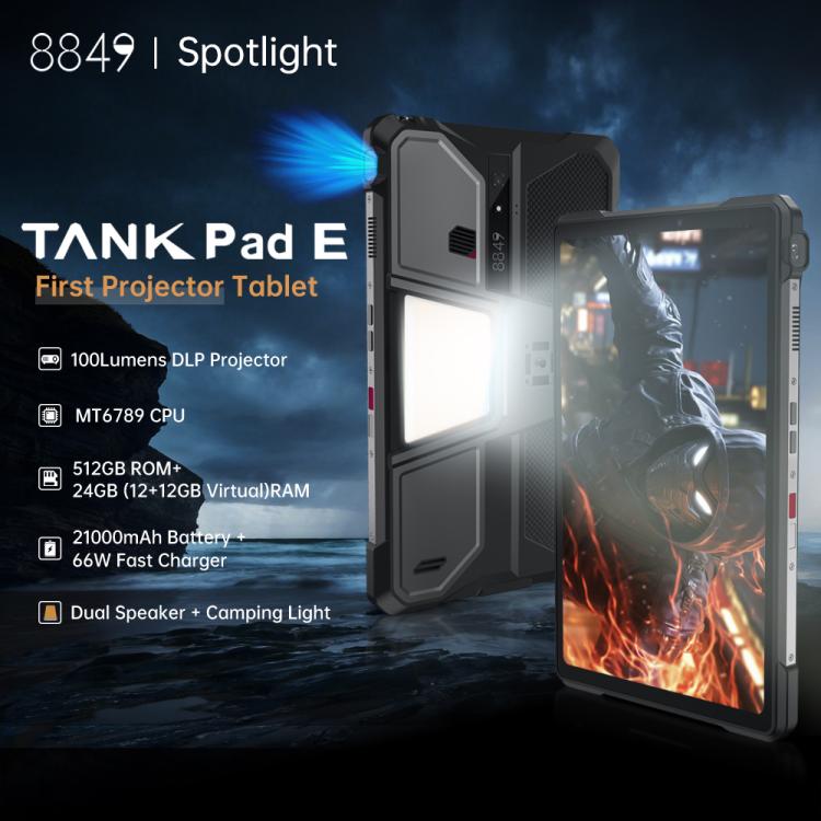 Unihertz 8849 Tank Pad E Rugged Tablet PC & Projector, 12GB+512GB, 10.95 inch Android 14 MT6789 Octa Core 4G Network, EU Plug (Black) - free shipping - PMC Jewellery - Order now!