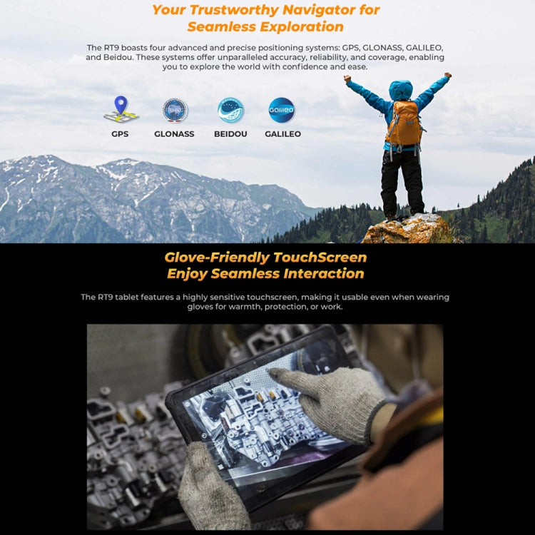 OUKITEL RT9 4G Network IP68/IP69K Rugged Tablet, 6GB+256GB, 11 inch Android 14 Unisoc T606 Octa-Core Support Dual SIM, EU Plug (Orange)