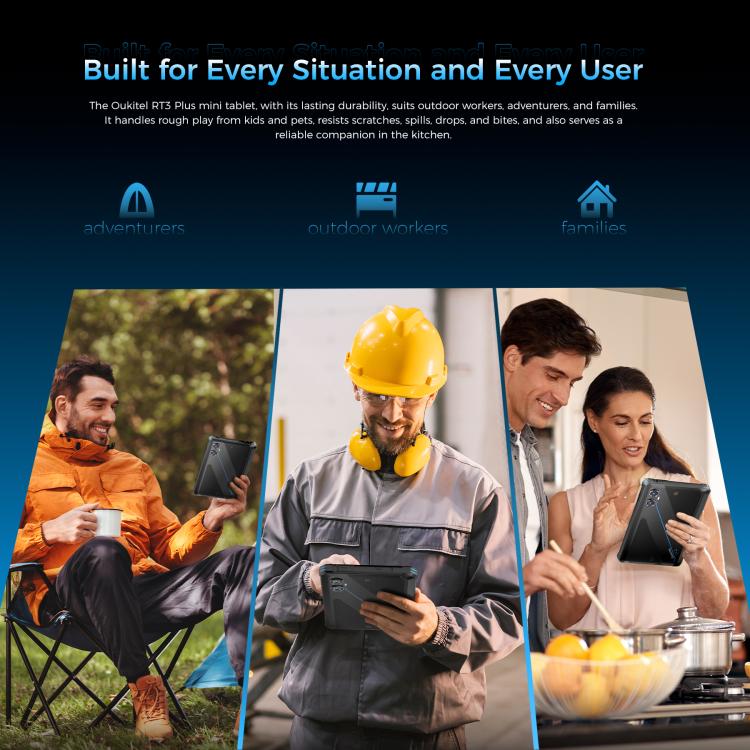 OUKITEL RT3 Plus 4G Network IP68/IP69K Rugged Tablet, 4GB+128GB, 8.0 inch Android 15 MediaTek G81 Octa-Core Support Dual SIM, EU Plug (Blue) - free shipping - PMC Jewellery - Order now!