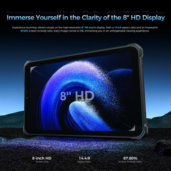OUKITEL RT3 Plus 4G Network IP68/IP69K Rugged Tablet, 4GB+128GB, 8.0 inch Android 15 MediaTek G81 Octa-Core Support Dual SIM, EU Plug (Blue)