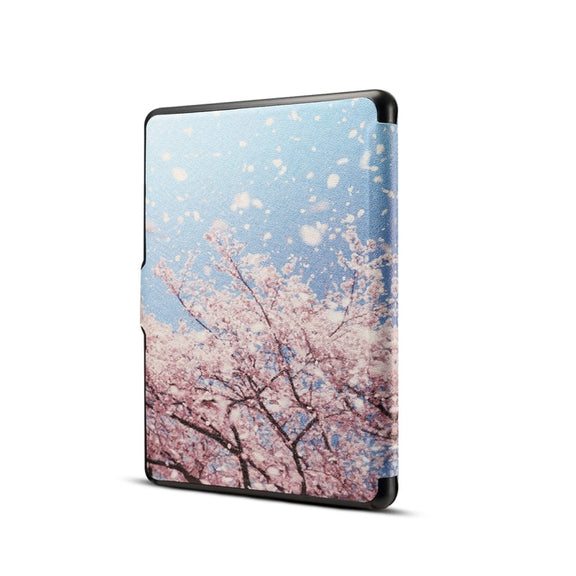 Japanese Cherry Print Horizontal Flip PU Leather Protective Case for Amazon Kindle Paperwhite 1 & 2 & 3 with Sleep / Wake-up