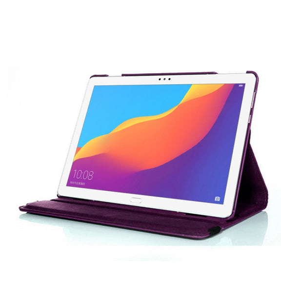 Litchi Texture Horizontal Flip 360 Degrees Rotation Leather Case for Huawei MediaPad T5 10.1, with Holder (Purple)