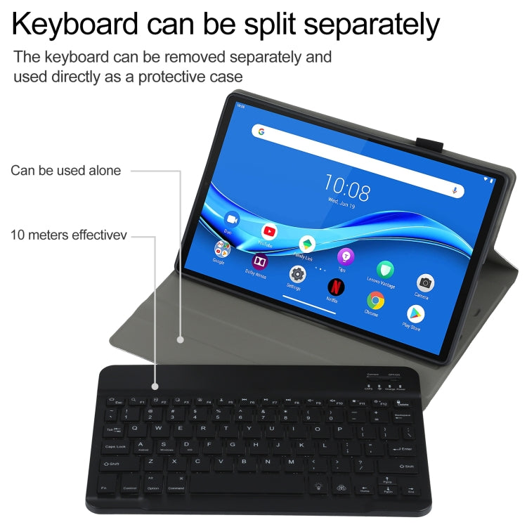 AM10S Detachable Bluetooth Backlight Keyboard Ultrathin Horizontal Flip Leather Tablet Case with Holder for Lenovo M10 Plus 10.3 inch X606F(Black) - Lenovo Keyboard by PMC TechLife | Online Shopping South Africa | PMC TechLife