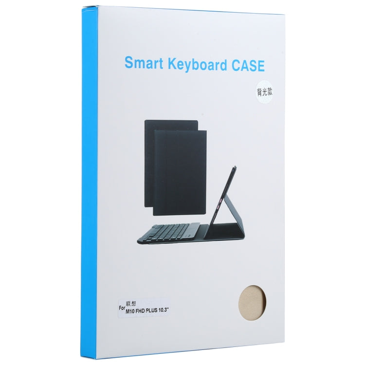 AM10S Detachable Bluetooth Backlight Keyboard Ultrathin Horizontal Flip Leather Tablet Case with Holder for Lenovo M10 Plus 10.3 inch X606F(Gold) - Lenovo Keyboard by PMC TechLife | Online Shopping South Africa | PMC TechLife