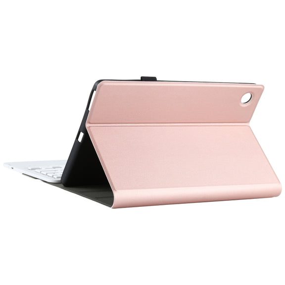 AM10-A Detachable Bluetooth Backlight Keyboard Ultrathin Horizontal Flip Leather Tablet Case with Touchpad & Holder for Lenovo M10 Plus 10.3 inch X606F(Rose Gold)