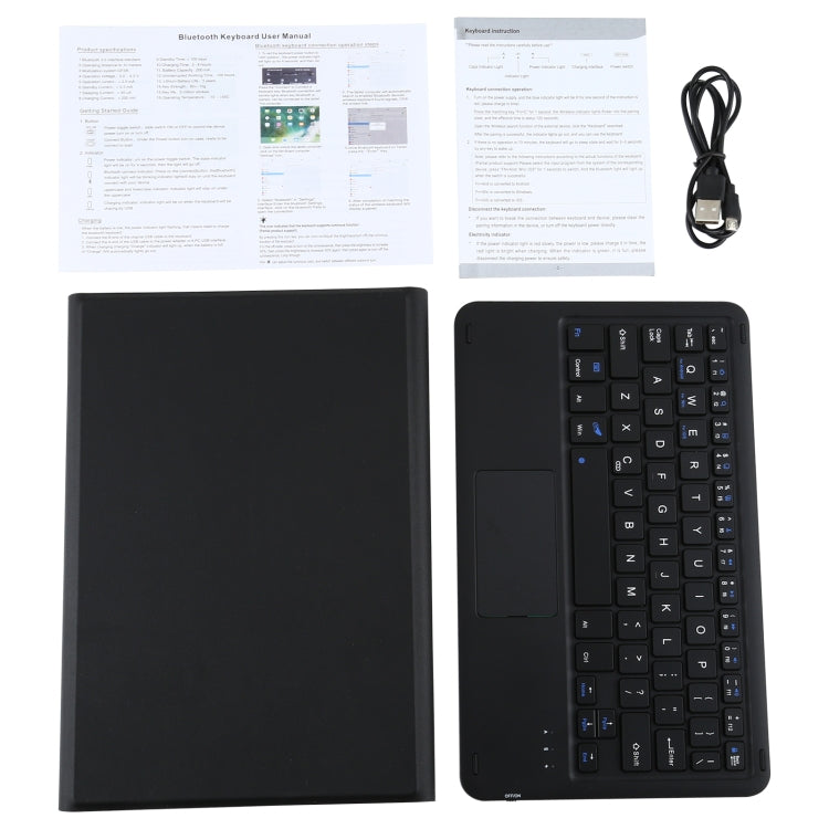 A500-A Detachable Bluetooth Keyboard Ultrathin Horizontal Flip Leather Tablet Case with Touchpad & Holder for Samsung Galaxy Tab A7 10.4 (2020) T500 / T505(Black)