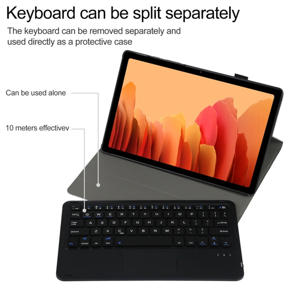 A500-A Detachable Bluetooth Keyboard Ultrathin Horizontal Flip Leather Tablet Case with Touchpad & Holder for Samsung Galaxy Tab A7 10.4 (2020) T500 / T505(Black)