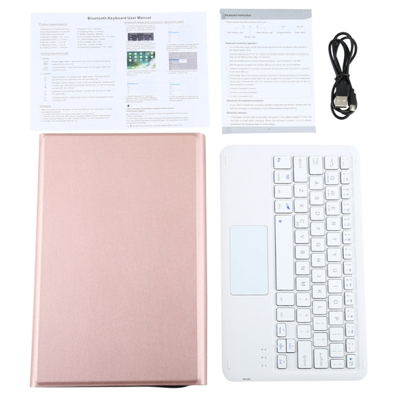 A500-A Detachable Bluetooth Keyboard Ultrathin Horizontal Flip Leather Tablet Case with Touchpad & Holder for Samsung Galaxy Tab A7 10.4 (2020) T500 / T505(Rose Gold)