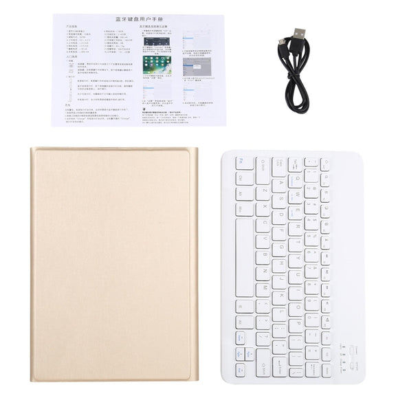 AM10 2 in 1 Removable Bluetooth Keyboard + Protective Leather Tablet Case with Holder for Lenovo M10 FHD Plus 10.3 inch(Gold)