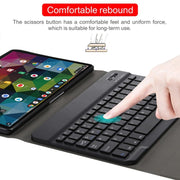 AM11 2 in 1 Removable Bluetooth Keyboard + Protective Leather Tablet Case with Holder for Lenovo M10 FHD REL TB-X605FC/LC(Black)