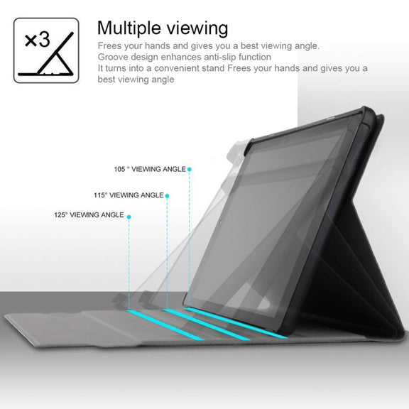 AM11 2 in 1 Removable Bluetooth Keyboard + Protective Leather Tablet Case with Holder for Lenovo M10 FHD REL TB-X605FC/LC(Black)