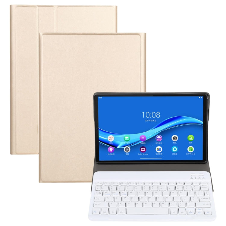 AM11 2 in 1 Removable Bluetooth Keyboard + Protective Leather Tablet Case with Holder for Lenovo M10 FHD REL TB-X605FC/LC(Gold) - Lenovo Keyboard by PMC TechLife | Online Shopping South Africa | PMC TechLife