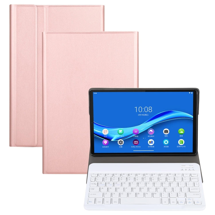 AM11 2 in 1 Removable Bluetooth Keyboard + Protective Leather Tablet Case with Holder for Lenovo M10 FHD REL TB-X605FC/LC(Rose Gold) - Lenovo Keyboard by PMC TechLife | Online Shopping South Africa | PMC TechLife