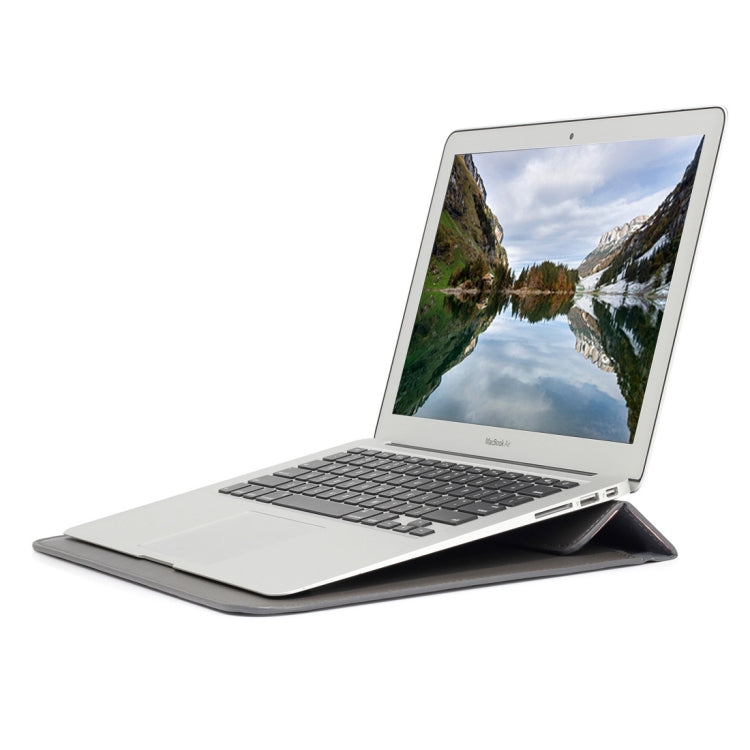 Universal Envelope Style PU Leather Case with Holder for Ultrathin Notebook Tablet PC 15.4 inch, Size: 39x28x1.5cm(Grey) - 15 inch by PMC TechLife | Online Shopping South Africa | PMC TechLife | Buy Now Pay Later Mobicred