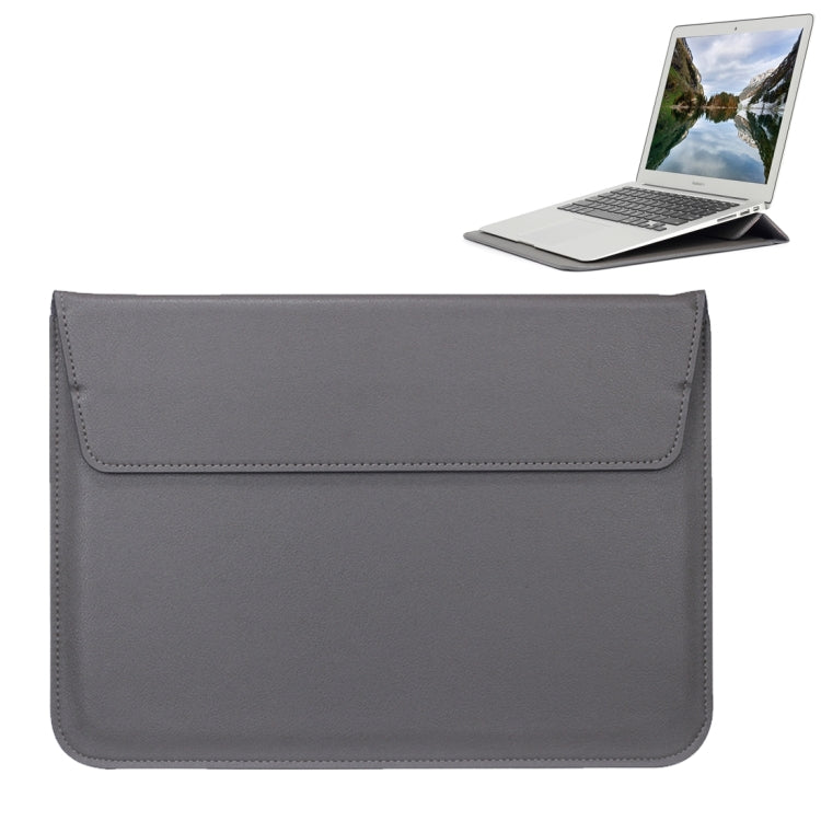 Universal Envelope Style PU Leather Case with Holder for Ultrathin Notebook Tablet PC 13.3 inch, Size: 35x25x1.5cm(Grey) - 13 inch by PMC TechLife | Online Shopping South Africa | PMC TechLife | Buy Now Pay Later Mobicred