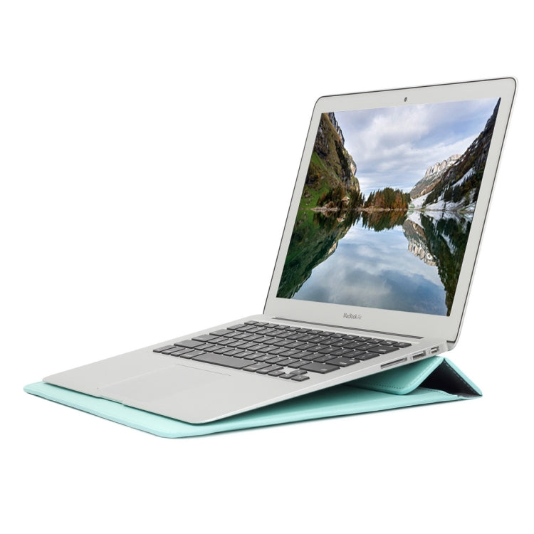 Universal Envelope Style PU Leather Case with Holder for Ultrathin Notebook Tablet PC 13.3 inch, Size: 35x25x1.5cm(Mint Green)