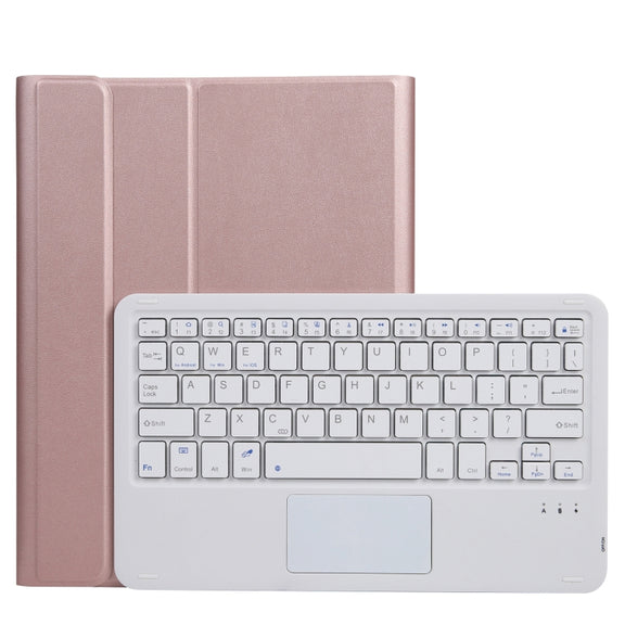 A11-A 2 in 1 Removable Bluetooth Keyboard + Protective Leather Tablet Case with Touchpad & Holder for iPad Pro 11 2022 / 2021 / Air 5 / Air 4(Rose Gold)