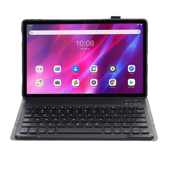 AK10 2 in 1 Detachable Bluetooth Keyboard + Lambskin Texture TPU Protective Leather Tablet Case with Holder for Lenovo Qitian K10 TB-X6C6X(Black)