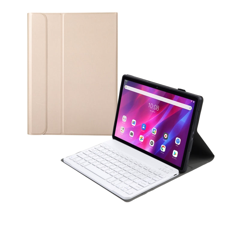 AK10 2 in 1 Detachable Bluetooth Keyboard + Lambskin Texture TPU Protective Leather Tablet Case with Holder for Lenovo Qitian K10 TB-X6C6X(Gold) - Lenovo Keyboard by PMC TechLife | Online Shopping South Africa | PMC TechLife | Buy Now Pay Later Mobicred