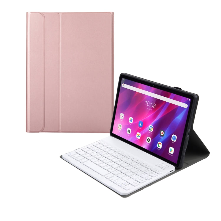 AK10 2 in 1 Detachable Bluetooth Keyboard + Lambskin Texture TPU Protective Leather Tablet Case with Holder for Lenovo Qitian K10 TB-X6C6X(Rose Gold) - Lenovo Keyboard by PMC TechLife | Online Shopping South Africa | PMC TechLife