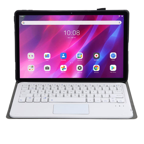 AK10-A 2 in 1 Detachable Bluetooth Keyboard + Lambskin Texture TPU Protective Leather Tablet Case with Touchpad & Holder for Lenovo Qitian K10 TB-X6C6X(Gold)