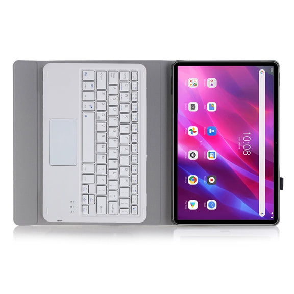 AK10-A 2 in 1 Detachable Bluetooth Keyboard + Lambskin Texture TPU Protective Leather Tablet Case with Touchpad & Holder for Lenovo Qitian K10 TB-X6C6X(Gold)