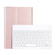 YAK10 2 in 1 Detachable Round Keycap Bluetooth Keyboard + Lambskin Texture TPU Protective Leather Tablet Case with Holder for Lenovo Qitian K10 TB-X6C6X(Rose Gold)