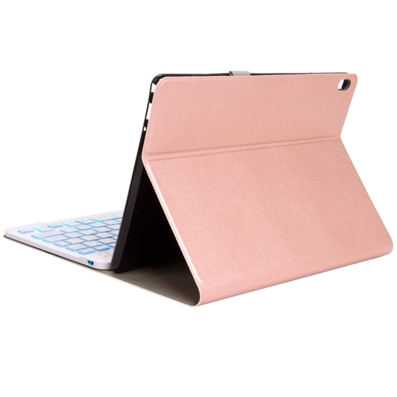 M10S 2 in 1 Removable Bluetooth Keyboard + Leather Tablet Case with Backlight & Holder for Lenovo Tab M10 TB-X505X (Rose Gold)