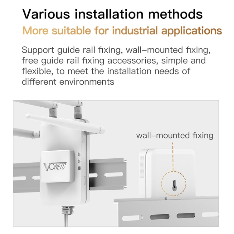 VONETS VAR600-H 600Mbps Wireless Bridge WiFi Repeater, With Power Adapter + 4 Antennas + DC Adapter Set