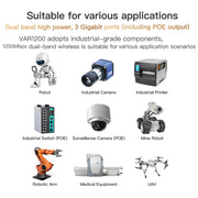 VONETS VAR1200-H 1200Mbps Wireless Bridge External Antenna Dual-Band WiFi Repeater, With DC Adapter Set