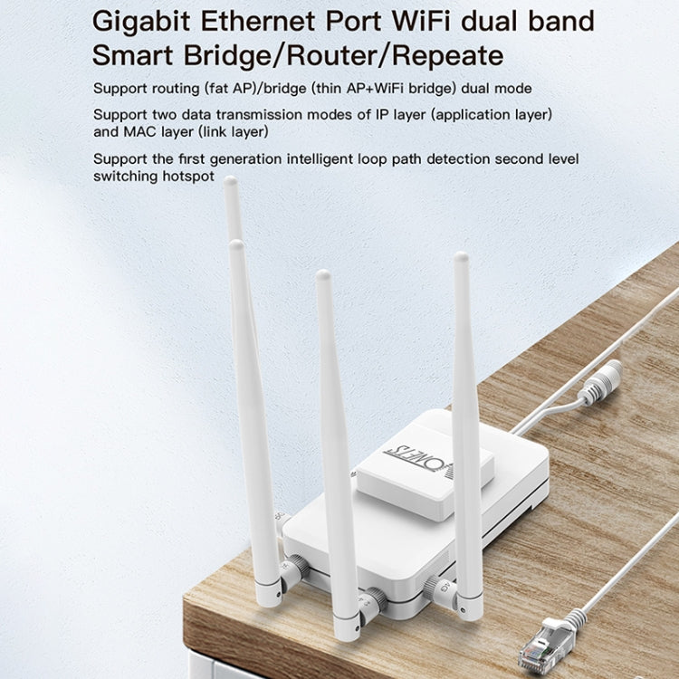 VONETS VAR1200-H 1200Mbps Wireless Bridge External Antenna Dual-Band WiFi Repeater, With 4 Antennas + DC Adapter Set - free shipping - PMC Jewellery - Order now!
