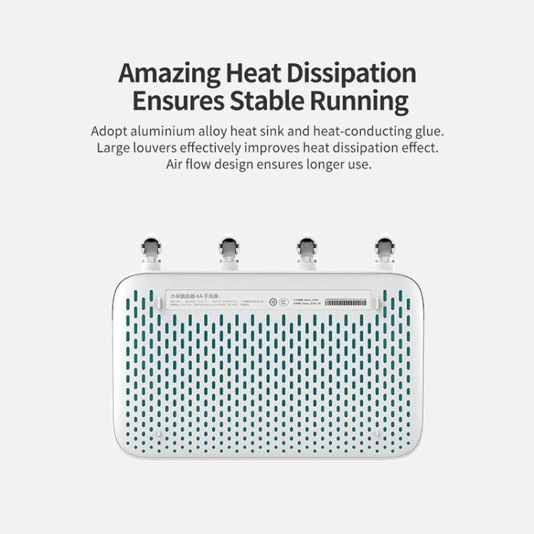 Original Xiaomi WiFi Router 4A Smart APP Control AC1200 1167Mbps 128MB 2.4GHz & 5GHz Dual-core CPU Gigabit Ethernet Port Wireless Router Repeater with 4 Antennas, Support Web & Android & iOS, US Plug(White)