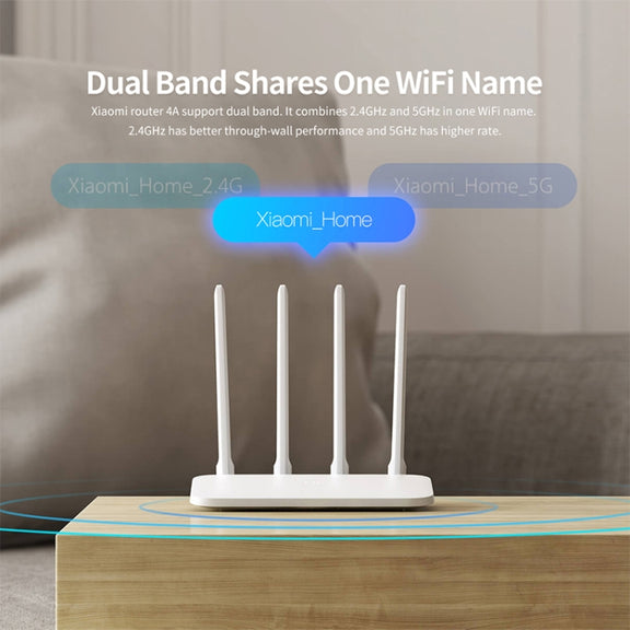 Original Xiaomi WiFi Router 4A Smart APP Control AC1200 1167Mbps 128MB 2.4GHz & 5GHz Dual-core CPU Gigabit Ethernet Port Wireless Router Repeater with 4 Antennas, Support Web & Android & iOS, US Plug(White)