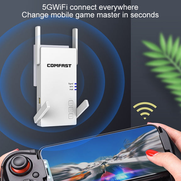 COMFAST CF-AC2100 2100Mbps Wireless WIFI Signal Amplifier Repeater Booster Network Router with 4 Antennas, EU Plug