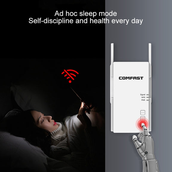 COMFAST CF-AC2100 2100Mbps Wireless WIFI Signal Amplifier Repeater Booster Network Router with 4 Antennas, EU Plug