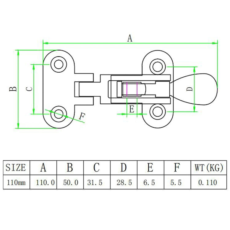 110mm 316 Stainless Steel Ship Door Buckle Distribution Box Buckle - Marine Accessories & Parts by PMC Jewellery | Online Shopping South Africa | PMC Jewellery | Buy Now Pay Later Mobicred