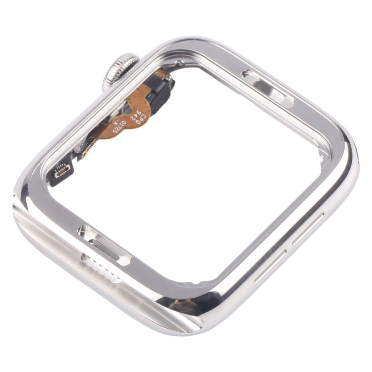 For Apple Watch Series 5 44mm LTE Stainless Steel Middle Frame Bezel Plate with Crown Spin Axis Flex Cable (Silver)