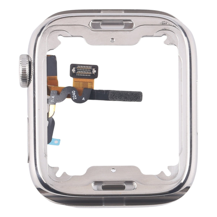 For Apple Watch Series 7 / 8 / 9 41mm LTE Stainless Steel Middle Frame Bezel Plate with Crown Spin Axis Flex Cable (Silver)
