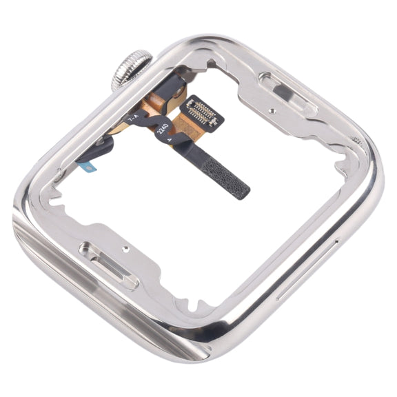 For Apple Watch Series 7 / 8 / 9 45mm LTE Stainless Steel Middle Frame Bezel Plate with Crown Spin Axis Flex Cable (Silver)
