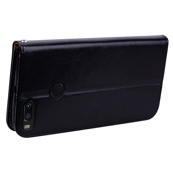 For Xiaomi  Mi A1 & 5X Business Style Oil Wax Texture Horizontal Flip Leather Case with Holder & Card Slots & Wallet & Lanyard(Black)