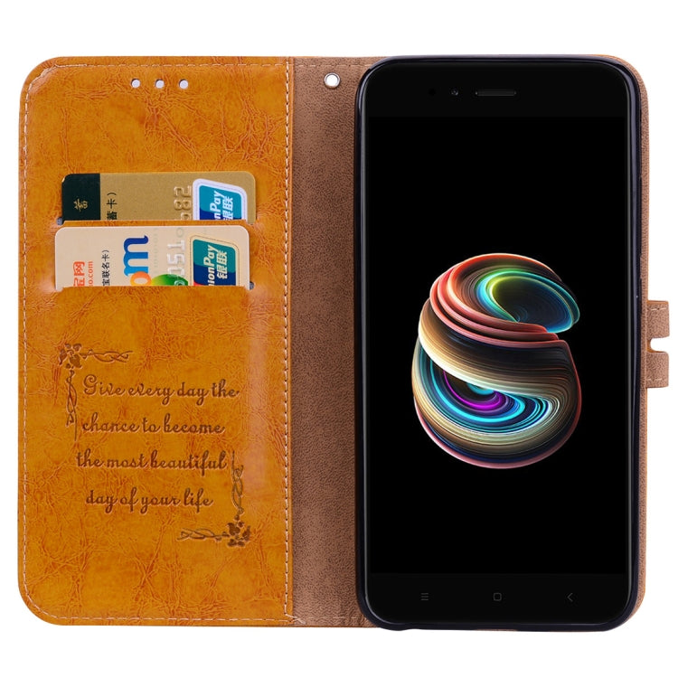 For Xiaomi  Mi A1 & 5X Business Style Oil Wax Texture Horizontal Flip Leather Case with Holder & Card Slots & Wallet & Lanyard(Yellow)