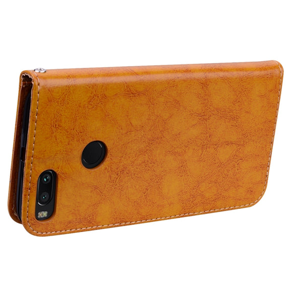 For Xiaomi  Mi A1 & 5X Business Style Oil Wax Texture Horizontal Flip Leather Case with Holder & Card Slots & Wallet & Lanyard(Yellow)