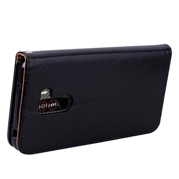 Business Style Oil Wax Texture Horizontal Flip Leather Case for Xiaomi Pocophone F1 , with Holder & Card Slots & Wallet (Black)