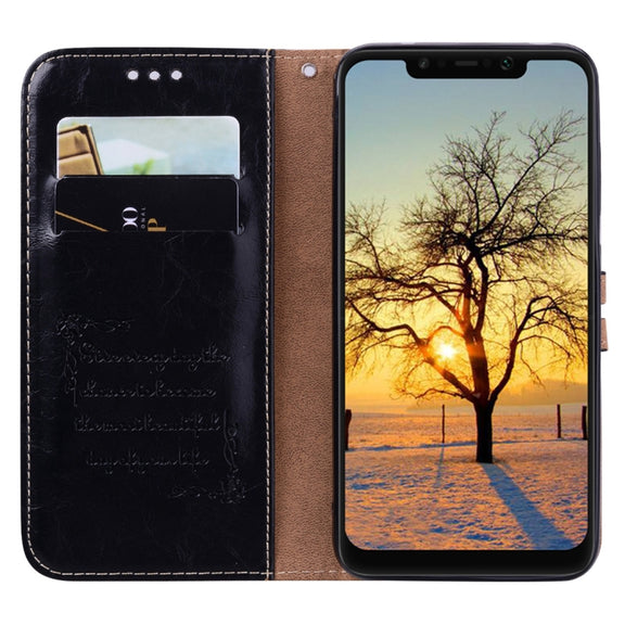 Business Style Oil Wax Texture Horizontal Flip Leather Case for Xiaomi Pocophone F1 , with Holder & Card Slots & Wallet (Black)
