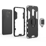 PC + TPU Shockproof Protective Case with Magnetic Ring Holder for Xiaomi Pocophone F1(Black)