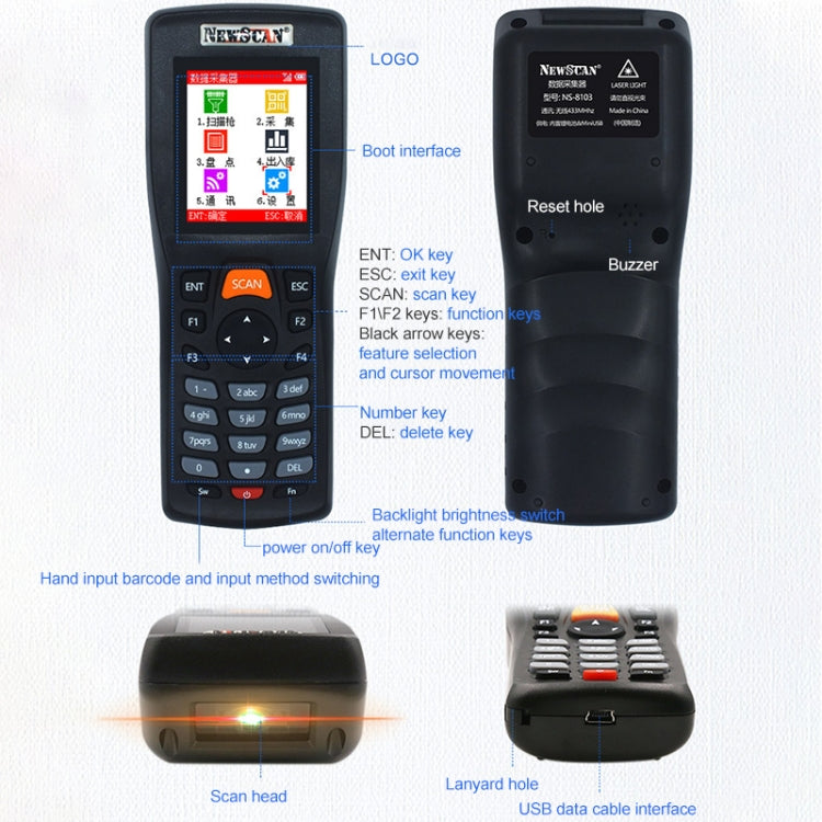 NEWSCAN NS8103L One-dimensional Laser Wireless Barcode Scanner Collector - free shipping - PMC TechLife - Order now!