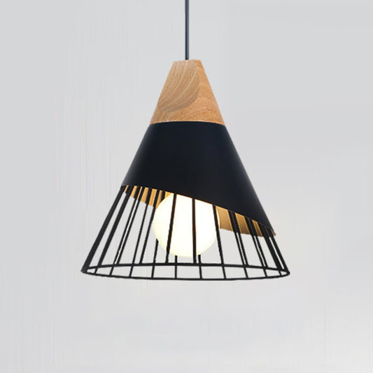 E27 Modern Lighting Iron Solid Wood Pendant Light Hanging Lamp (Black) - free shipping - PMC Jewellery - Order now!