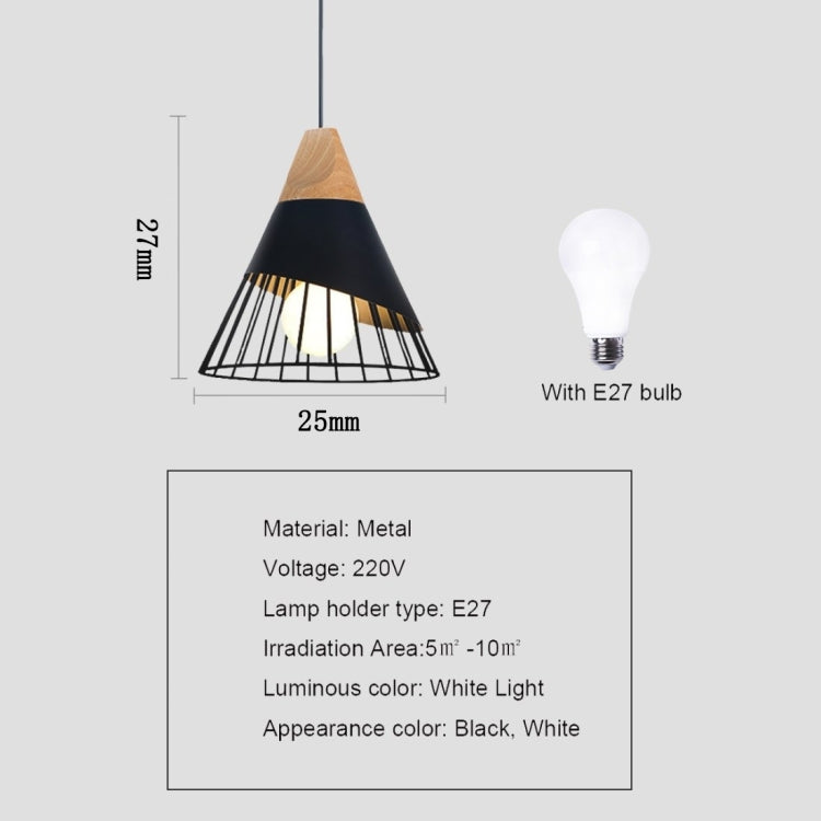 E27 Modern Lighting Iron Solid Wood Pendant Light Hanging Lamp (Black) - free shipping - PMC Jewellery - Order now!