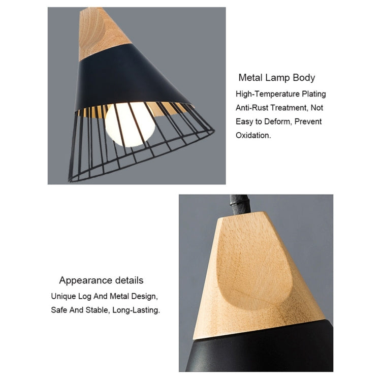 E27 Modern Lighting Iron Solid Wood Pendant Light Hanging Lamp (Black) - free shipping - PMC Jewellery - Order now!